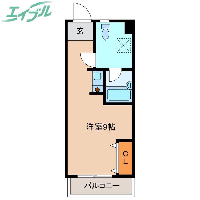 カーサ小川(ワンルーム/2階)の間取り写真