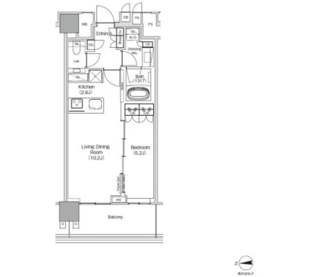 JIYUGAOKA MUSE SQUARE THE RESIDENCE(1LDK/12階)の間取り写真