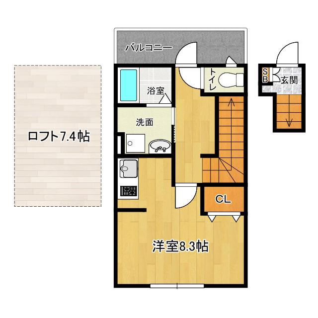 あんしん住道矢田08-5001(ワンルーム/2階)の間取り写真