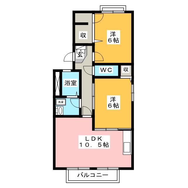 レジデンス(2LDK/2階)の間取り写真