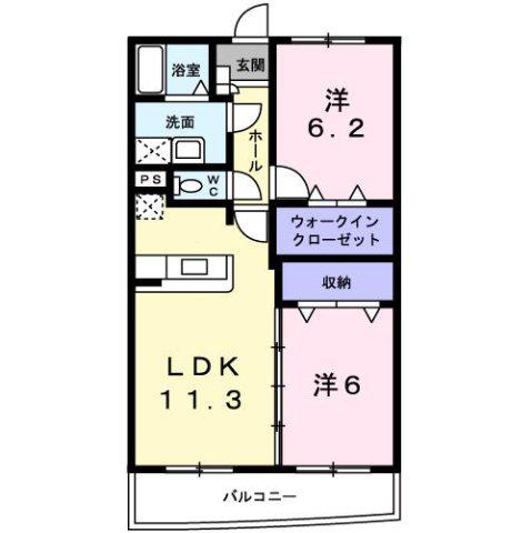 エストレーノ見川100(2LDK/1階)の間取り写真