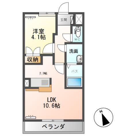 ラメゾンデショコラ(1LDK/2階)の間取り写真