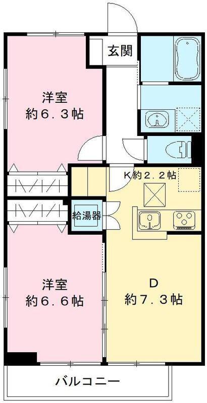 プレジールー喜多見2丁目-(2DK/1階)の間取り写真