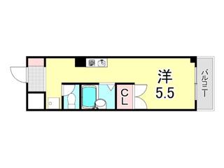 ASHIYA1555(ワンルーム/2階)の間取り写真