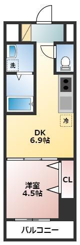 トレステーラ リデアル上人(1DK/6階)の間取り写真