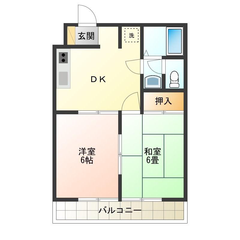 ニューメモハイツ(2DK/1階)の間取り写真