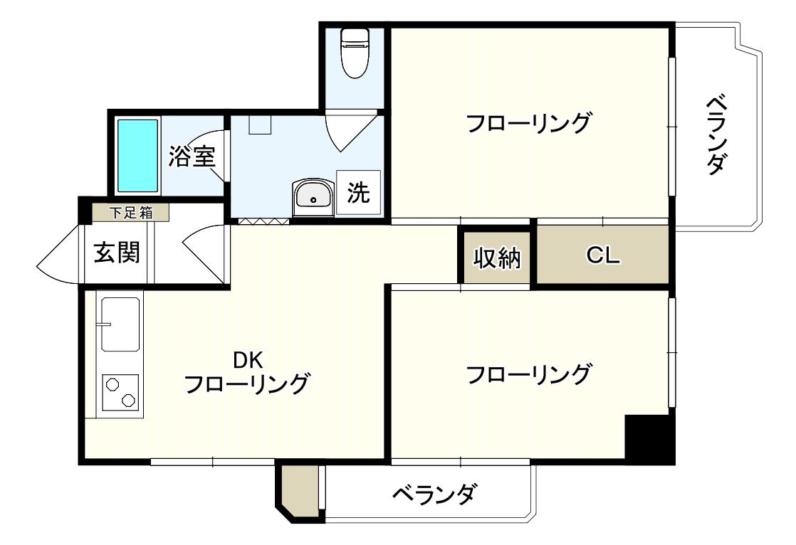 シャンボール桜坂(2DK/8階)の間取り写真