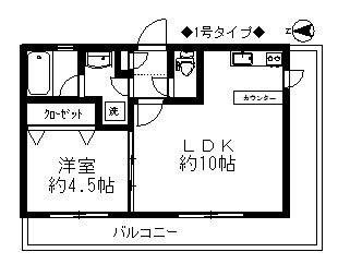 ドゥミル田島(1LDK/2階)の間取り写真