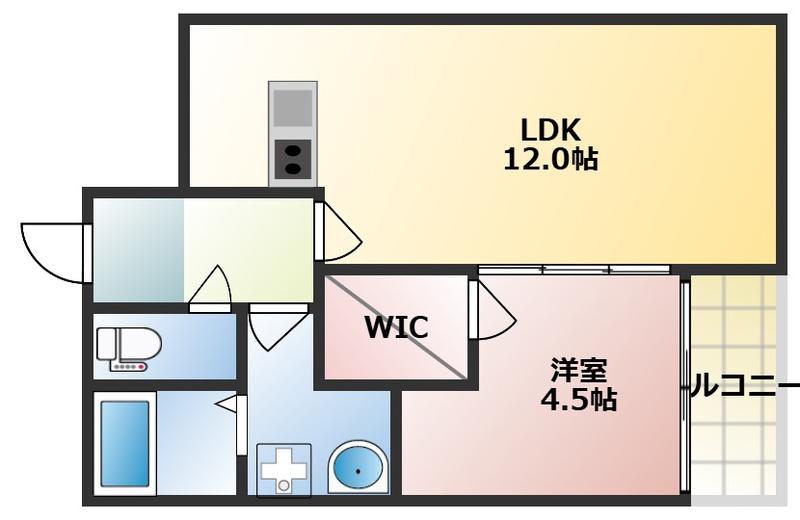 SUNMARK賀茂(1LDK/1階)の間取り写真