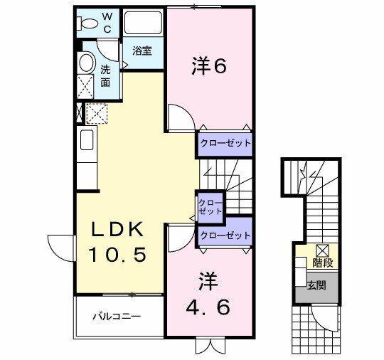 オネストハウスB(2LDK/2階)の間取り写真