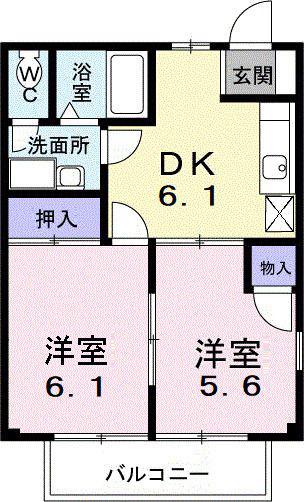 グランシャリオ C(2DK/2階)の間取り写真