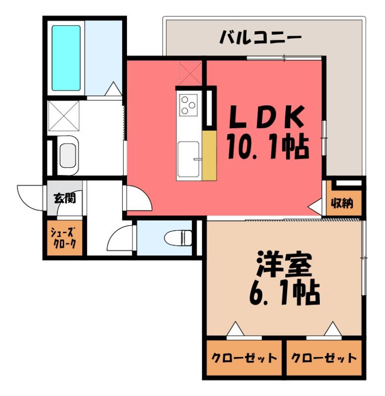 ラクーア(1LDK/3階)の間取り写真