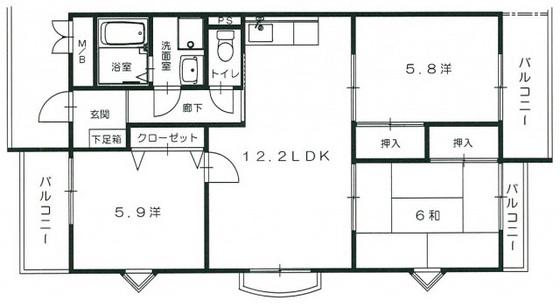 グリーンゼファー(3LDK/1階)の間取り写真