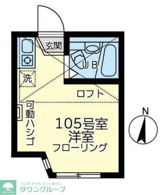 ユナイトKOKANエルリンガー(ワンルーム/1階)の間取り写真