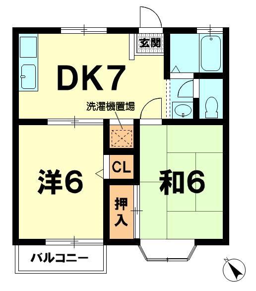 YSHOUSE(2DK/1階)の間取り写真