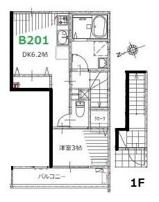 ロイヤルヴィラ皆実町B棟(1DK/2階)の間取り写真