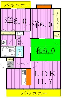 ハウス青山(3LDK/2階)の間取り写真
