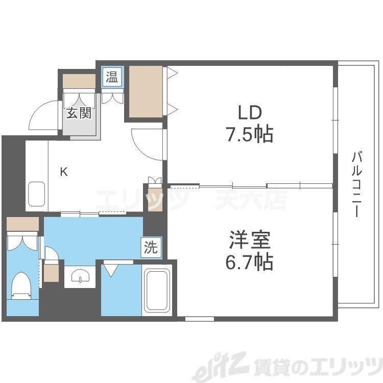 ISM中之島レジデンス(1LDK/9階)の間取り写真