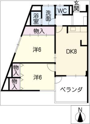 CASA21(2DK/2階)の間取り写真