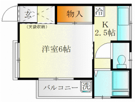 三陽ハイツ(1K/2階)の間取り写真