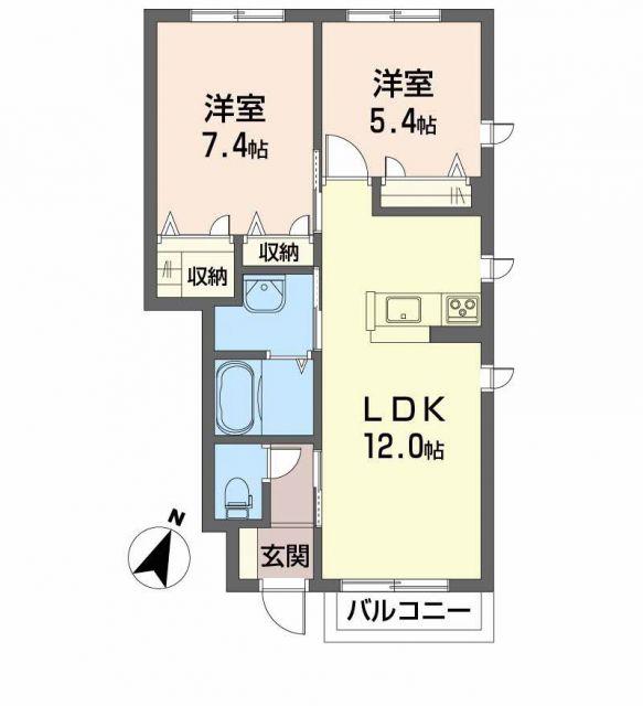 エターナル・グリーンI(2LDK/1階)の間取り写真