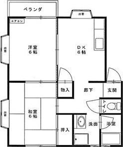 第3ひいらぎコーポ(2DK/1階)の間取り写真