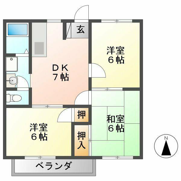 カトルセゾン(3DK/2階)の間取り写真