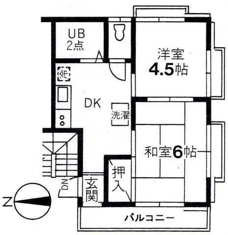 メゾンドセリーズ西館(2K/2階)の間取り写真