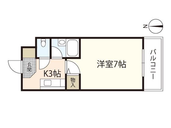 ラフィアン長楽寺(1K/2階)の間取り写真