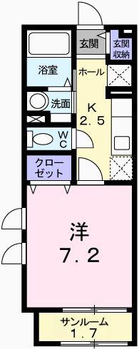 JR山陽本線 英賀保駅 徒歩3分 2階建 築11年(1K/2階)の間取り写真