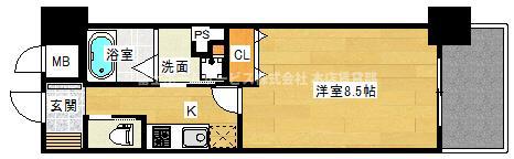 ふぁみゆアビコX(1K/5階)の間取り写真