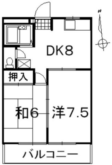 メゾン・ド・ラミエ(2DK/2階)の間取り写真