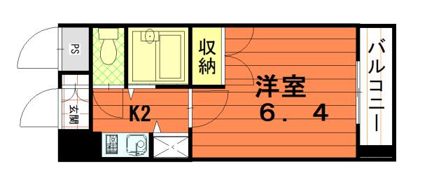 ライオンズマンション交通局前(1K/4階)の間取り写真