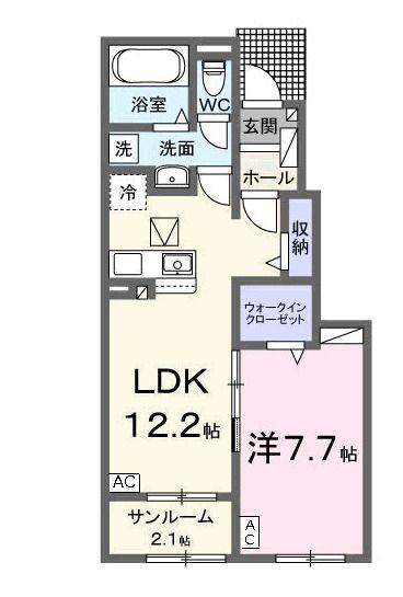 サニーハウスVI(1LDK/1階)の間取り写真