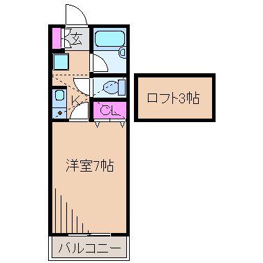 アゼリアハイツII(1K/2階)の間取り写真