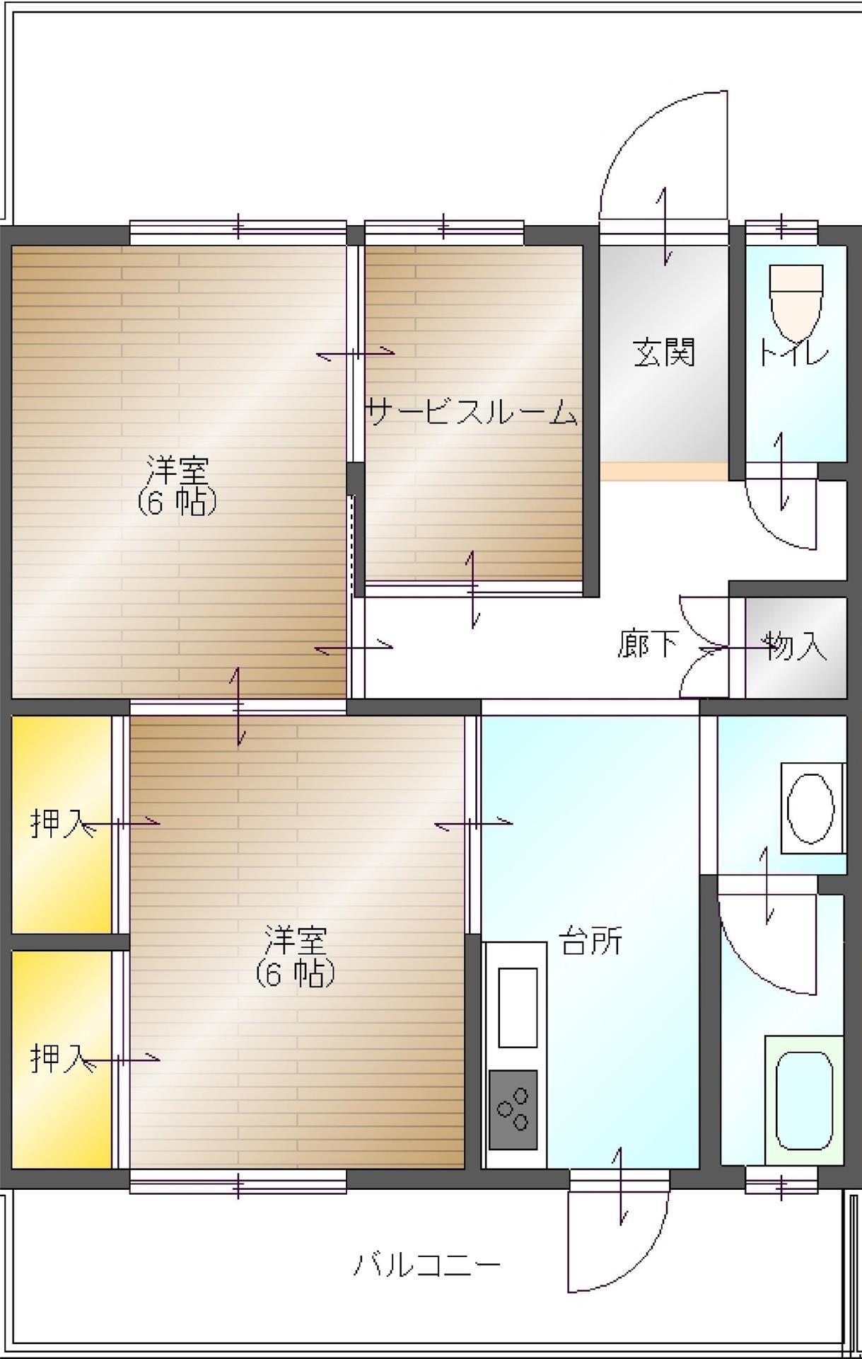 大福マンション引野(2SK/2階)の間取り写真