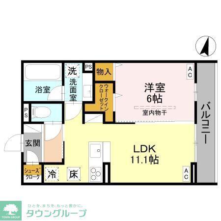 ウエストスクエア(1LDK/1階)の間取り写真
