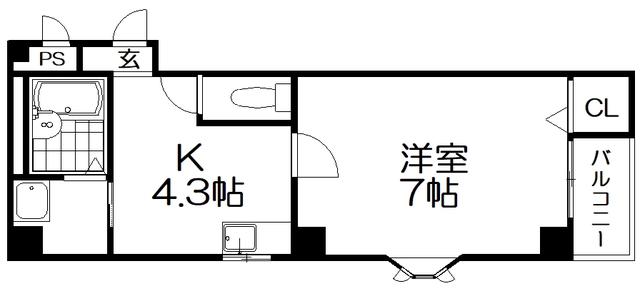 メゾンドオーブII(1K/2階)の間取り写真