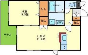 HEBEL MAISON 長興寺(1LDK/1階)の間取り写真