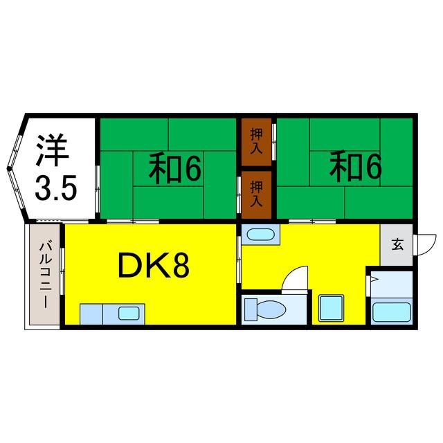 渭東ハイツ(3DK/5階)の間取り写真