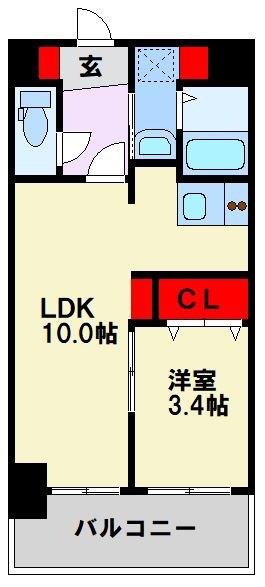 LE GRAND BLEU DEUX(1LDK/3階)の間取り写真