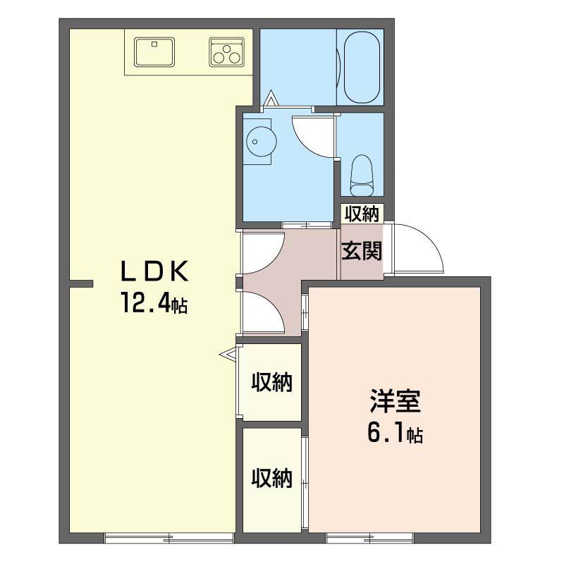 シャトルハトリ(1LDK/2階)の間取り写真