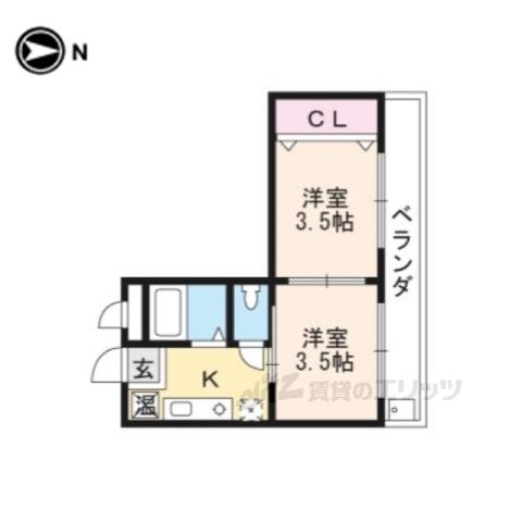エクセル田辺(2K/3階)の間取り写真