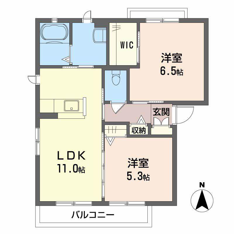 グランドレガシーH棟(2LDK/1階)の間取り写真