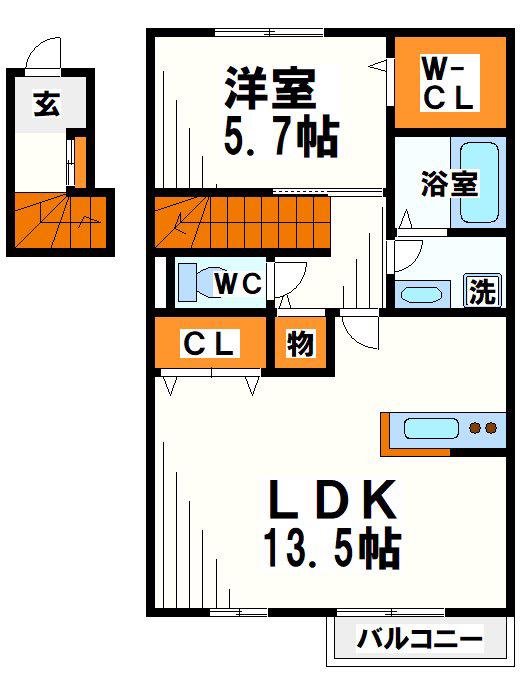 WIN BELL柴崎ウィンベルシバサキ(1LDK/2階)の間取り写真