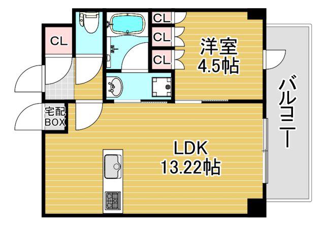 ファインレジデンス福島海老江(1LDK/8階)の間取り写真