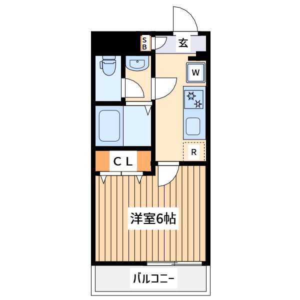 セレゾ ブローテ(1K/1階)の間取り写真