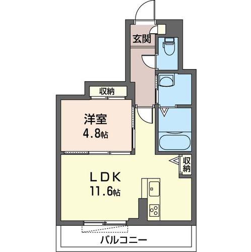ベレオ城山(1LDK/3階)の間取り写真