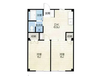 リバーサイド多摩(2DK/1階)の間取り写真