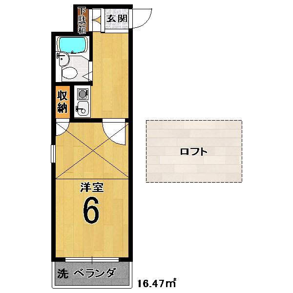 ソレイユ21四条大宮(1K/1階)の間取り写真